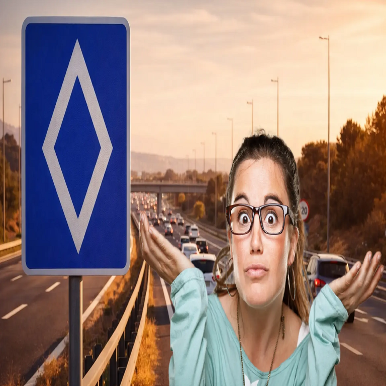 Introducción de una nueva señal vial con rombo blanco en las carreteras españolas: su significado y las sanciones por no acatarla.